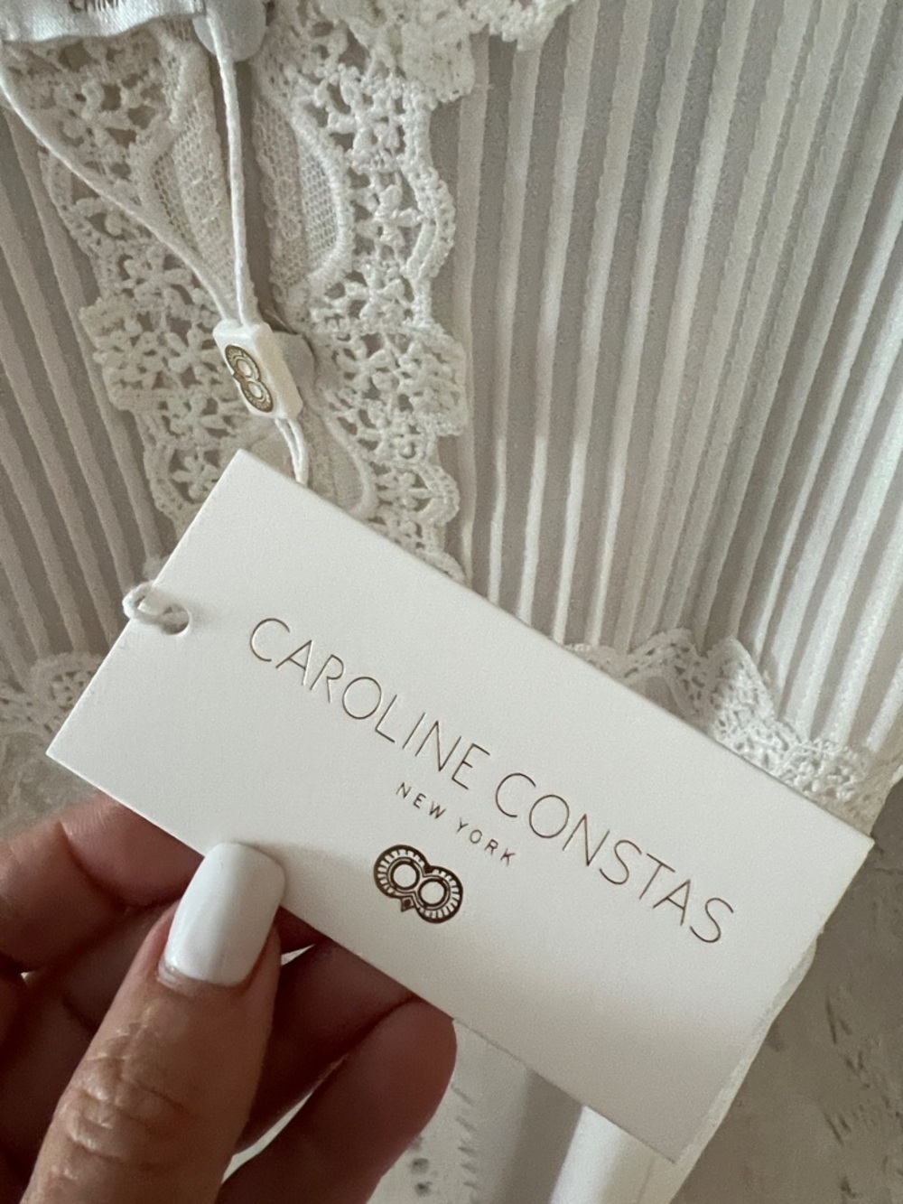 NWT $795 CAROLINE CONSTAS white midi dress chiffon S - Picture 7 of 9
